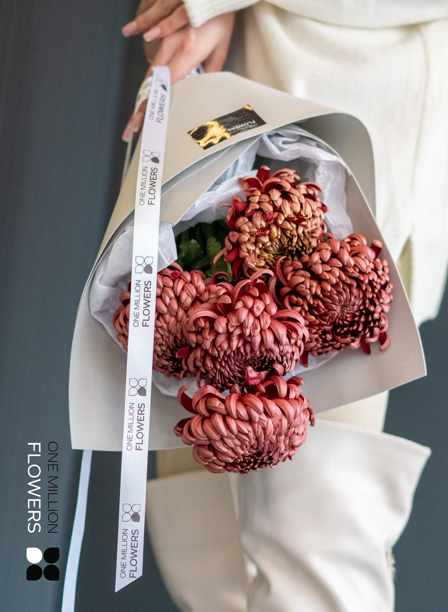 Букет из 5 шоколадных хризантем "Бигуди" Gray