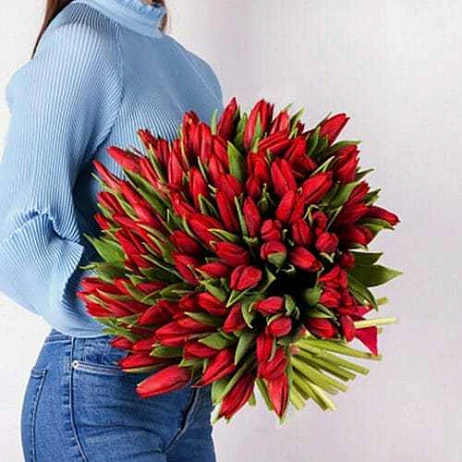 Букет из 101 красного тюльпана