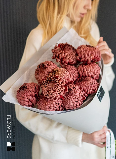 Букет из 11 шоколадных хризантем "Бигуди" Gray