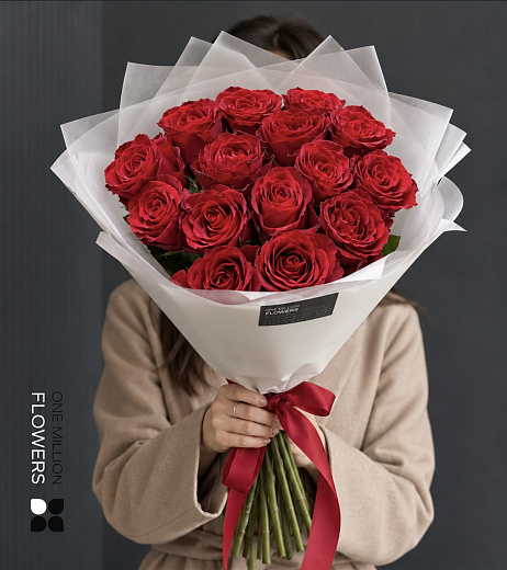 картинка Букет из 15 розы "Мадам рэд" One Million Flowers